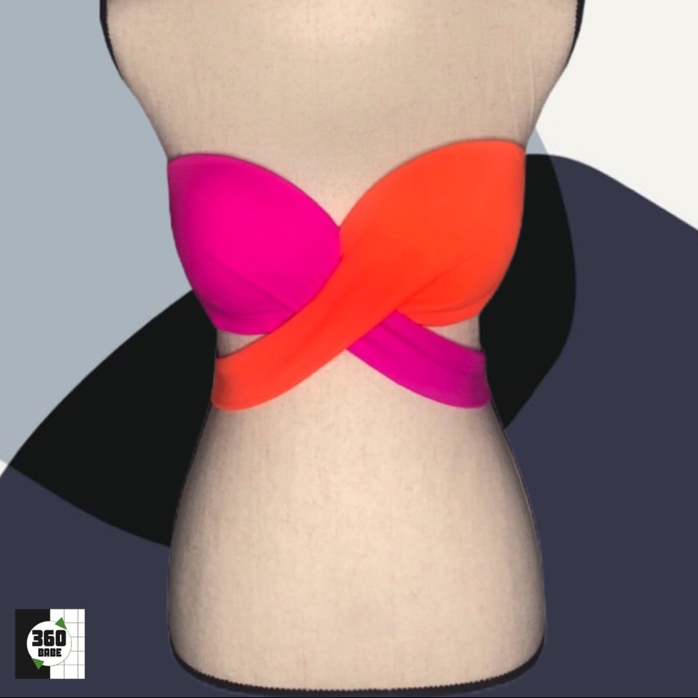 VS PINK Colorblock Strapless Bikini Top Size M